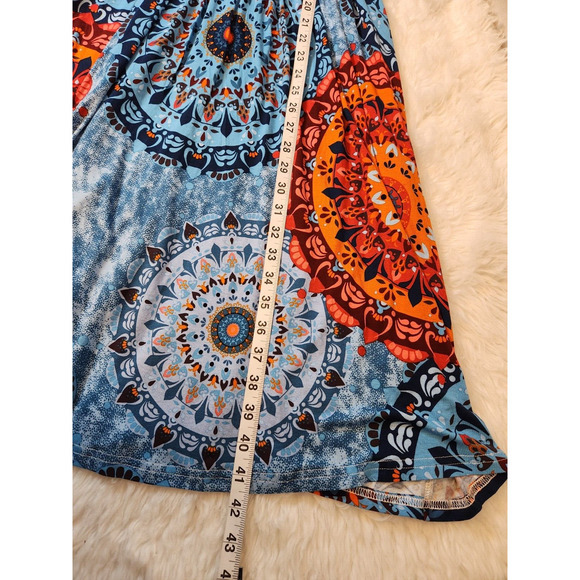 Lilbetter Women's Blue Red Orange Floral Fit & Flare Summer Dress Size M NWT - Picture 6 of 6